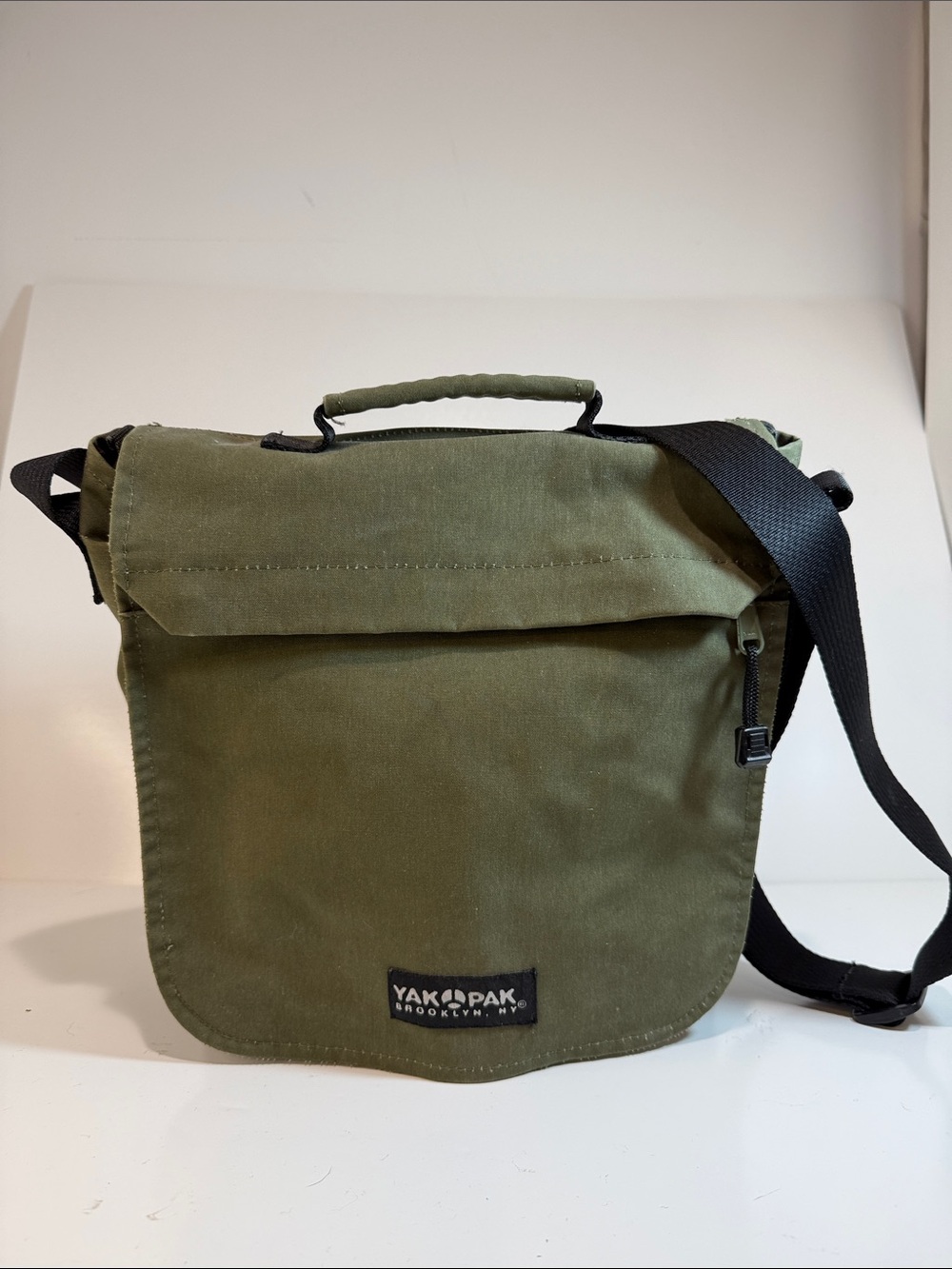 YAK PAK Canvas Crossbody Messenger Bag Olive/Black